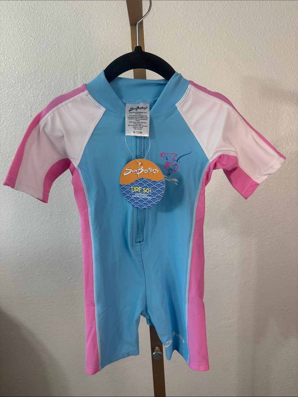 Girls' Blue & Pink Short-Sleeve Rash Guard Swim Suit- Size 2T- NWT